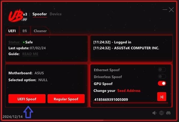 UBGG SPOOFER — HWID Spoofer